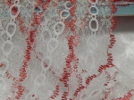 Feather Edge Eyelet Lace Per Meter 37mm Iridescent White/Red